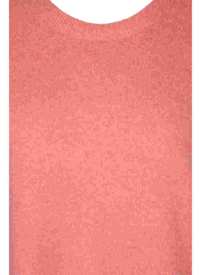Melerad stickad tröja med 3/4-ärmar, Spiced Coral Mel., Packshot image number 2