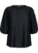 Blus med struktur och 3/4-&auml;rmar, Svart, Packshot image number 0