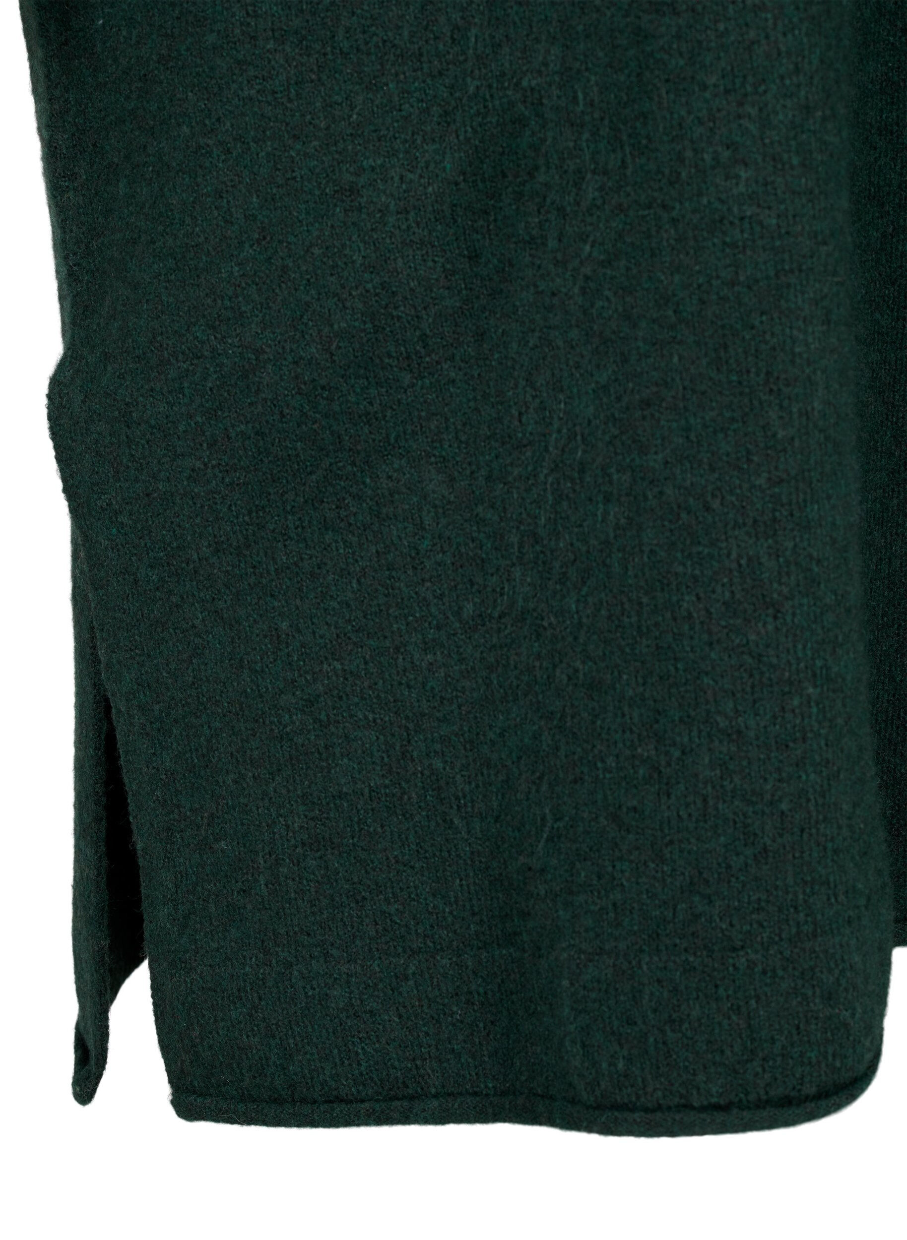 Zizzi Stickad kl&auml;nning med rund halsringning och slits, Scarab Mel., Packshot image number 4