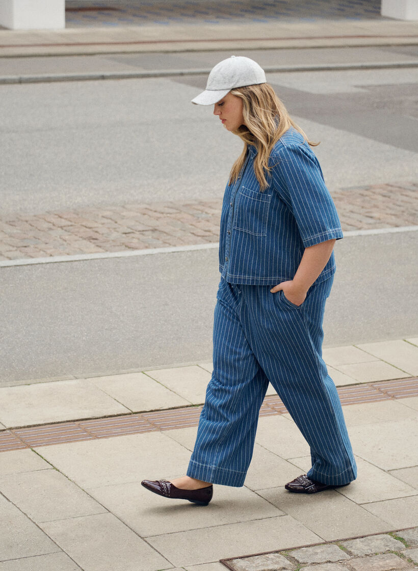 Randiga jeans med vida ben, Bl&aring;, Image image number 0