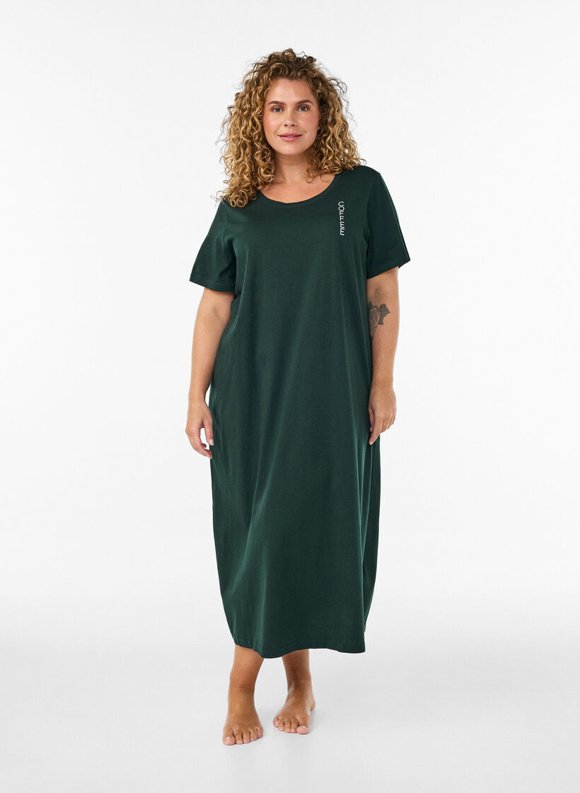 Midi-nattlinne i ekologisk bomull, Gr&ouml;n, Model image number 0
