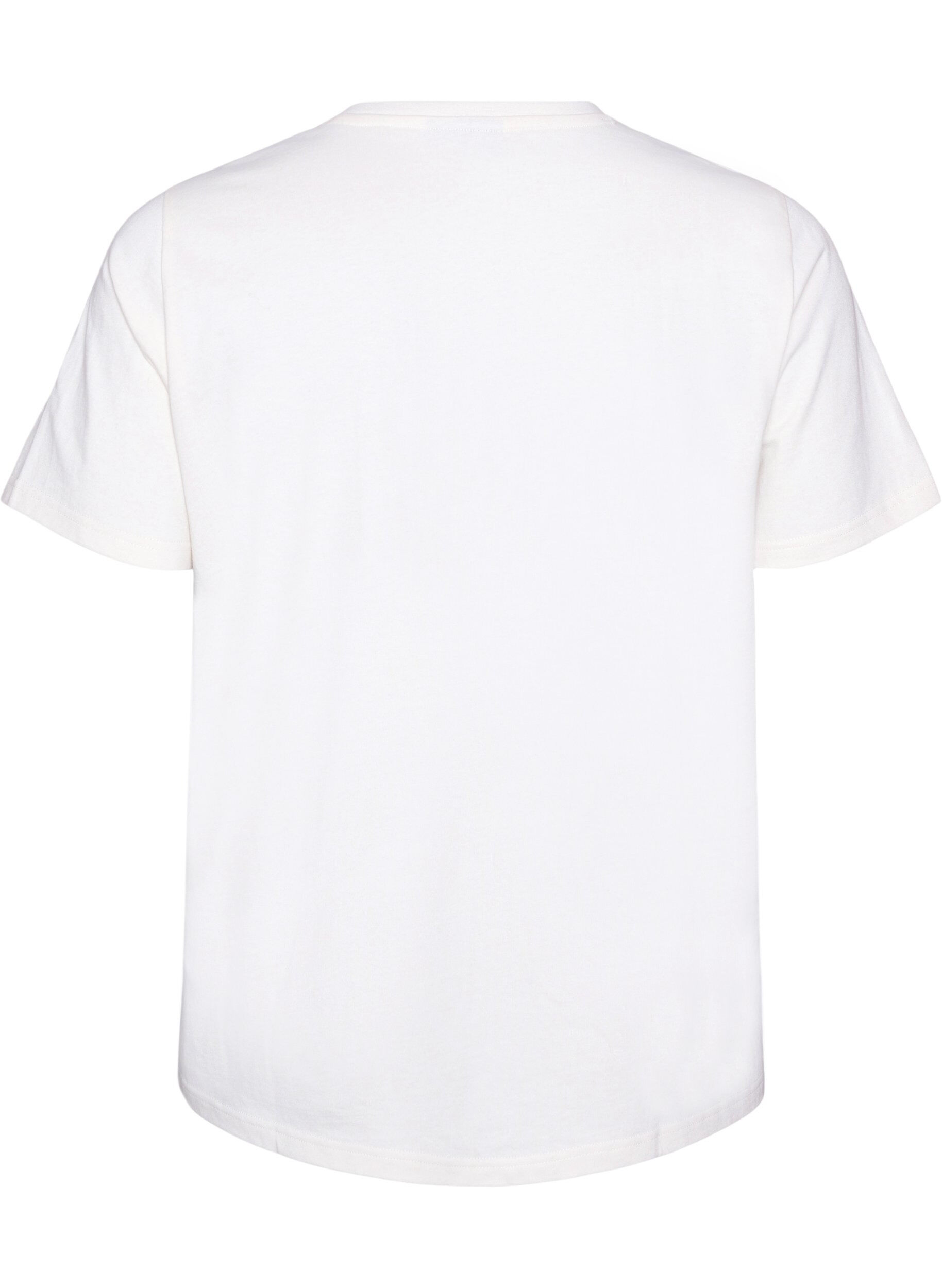 ZizziT-shirt i bomull med texttryck, Vit, Packshot image number 1