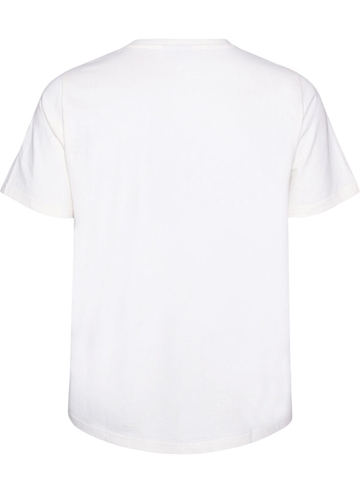 T-shirt i bomull med texttryck, Vit, Packshot image number 1