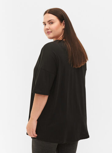 T-shirt i bomull med tryck, Black/Dubarry, Model image number 1