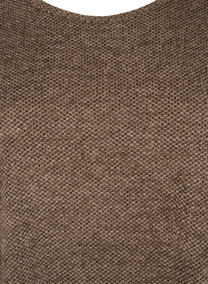 Melange blus med rund halsringning och långa ärmar, Caribou, Packshot image number 2