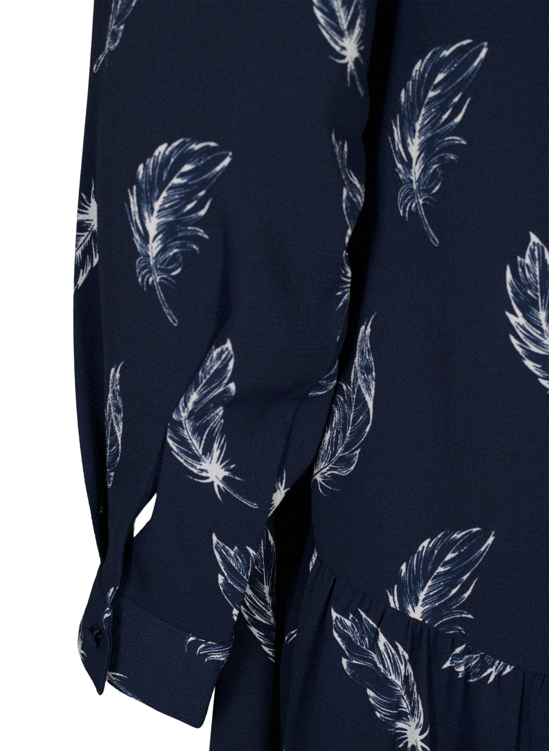 Zizzi Midi-kl&auml;nning med l&aring;nga &auml;rmar, Navy B. Feather AOP, Packshot image number 3