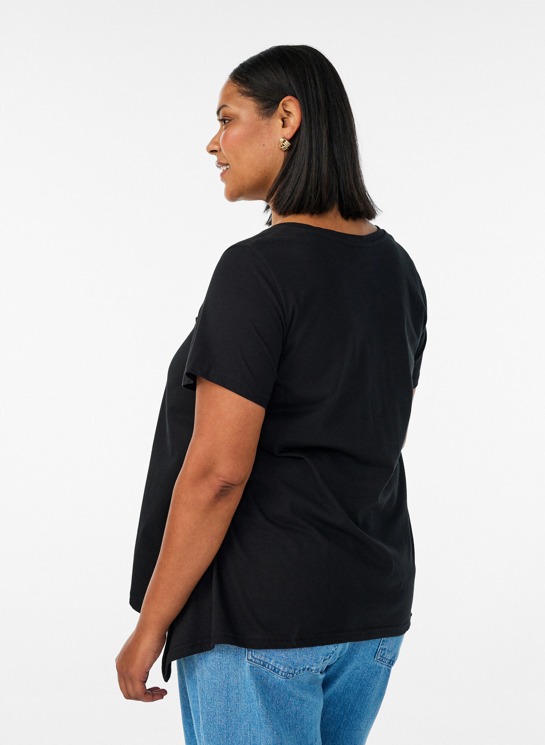ZizziT-shirt med rund hals och A-linjeform, Svart, Model image number 2