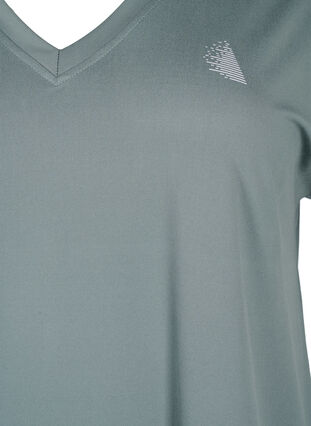 Tränings t-shirt med v-ringning och lös passform, Balsam Green, Packshot image number 2