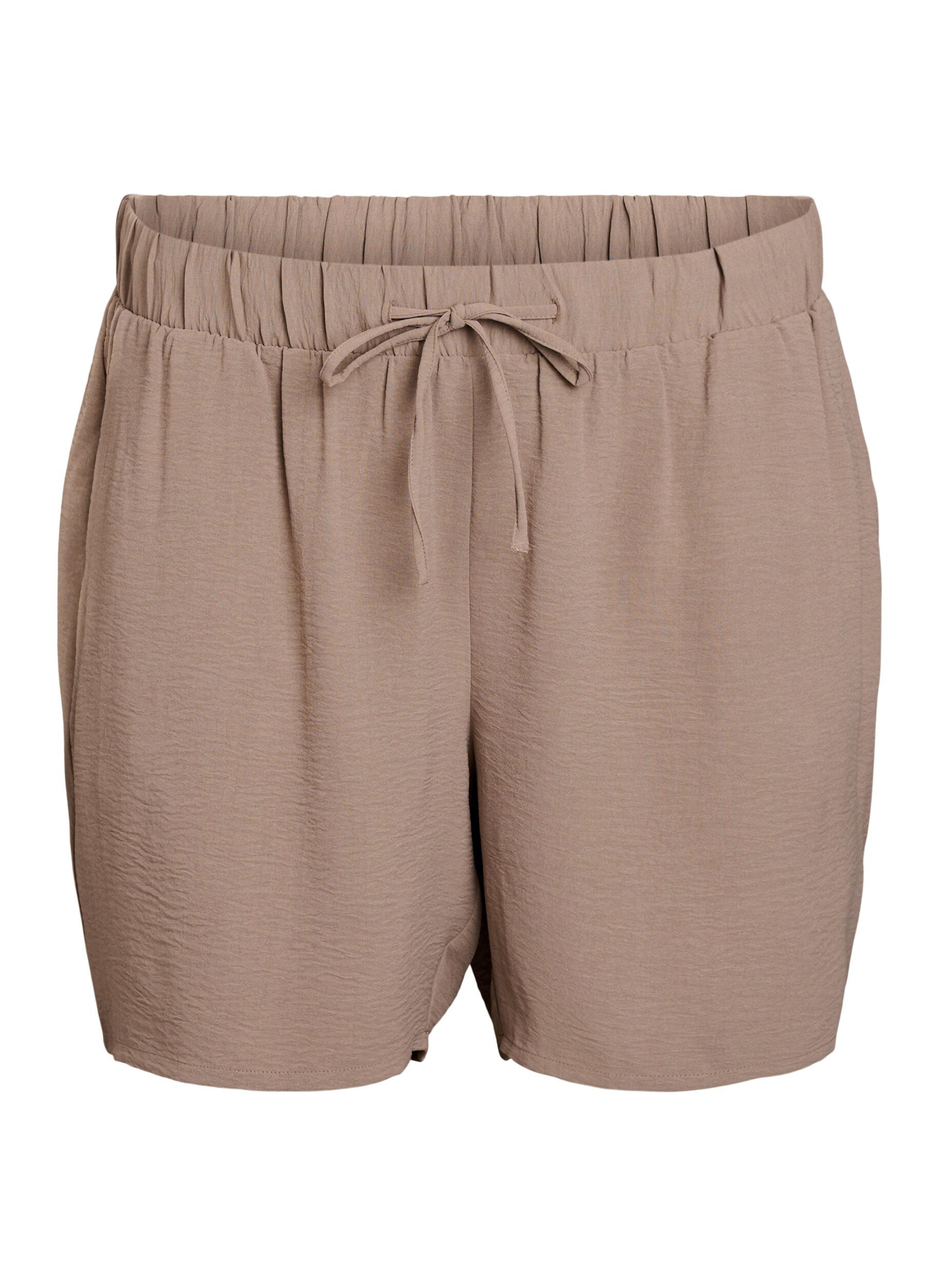 ZizziShorts med fickor och res&aring;r i midjan, Brun, Packshot image number 0