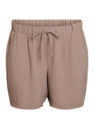 Shorts med fickor och res&aring;r i midjan, Brun