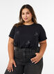 T-shirt i viskos med strass, Svart, Model image number 0