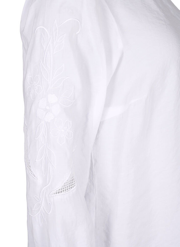 Blus i TENCEL™ Modal med broderidetaljer, Bright White, Packshot image number 3