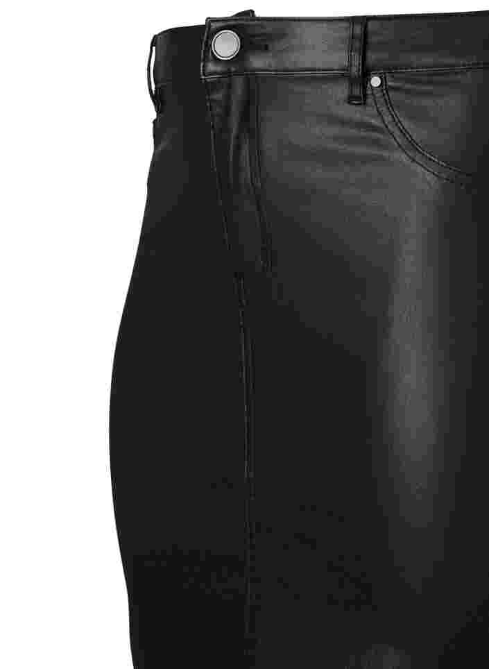 Coated kjol med slits, Black, Packshot image number 3