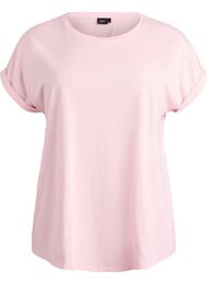 Kort&auml;rmad t-shirt i bomullsmix, Rosa