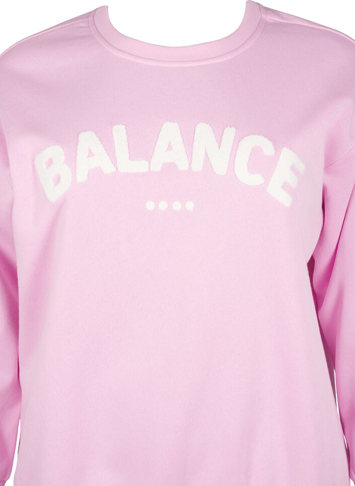 Sweatshirt med frott&eacute;text, Rosa, Packshot image number 2