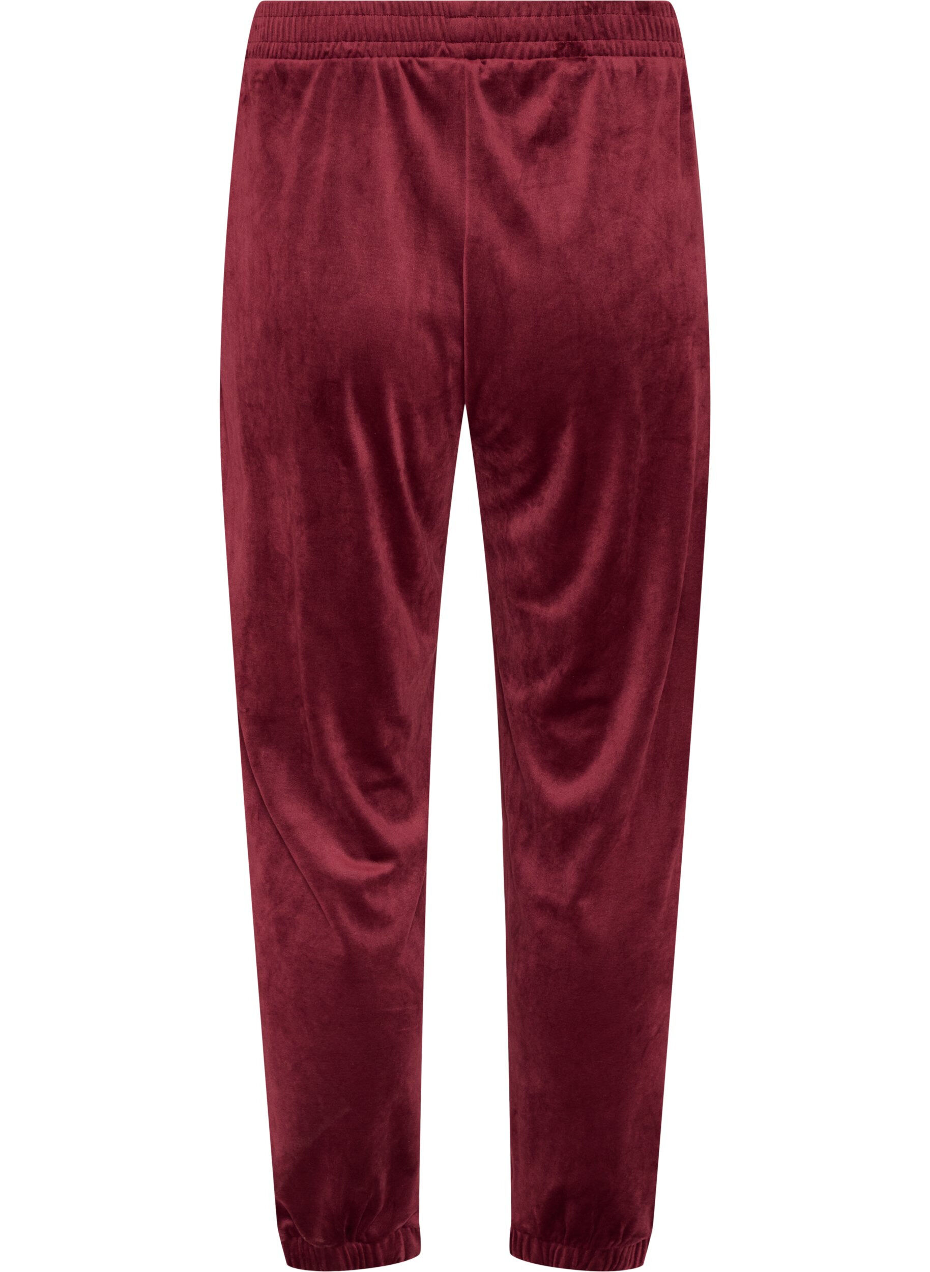 ZizziL&ouml;sa byxor i velour, R&ouml;d, Packshot image number 1