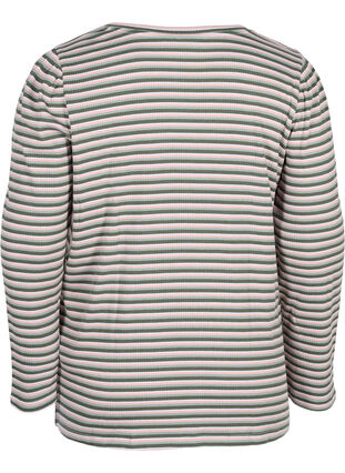 Randig tröja med långa ärmar, Rosa/Green Stripe, Packshot image number 1