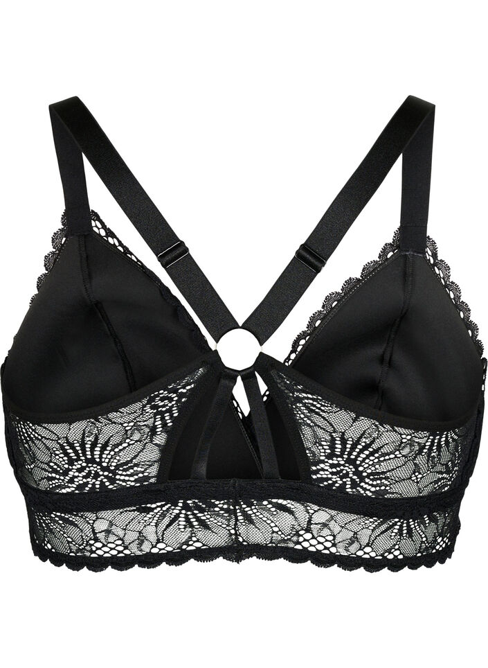 Spets Bralette med bakdetalj, Black, Packshot image number 1