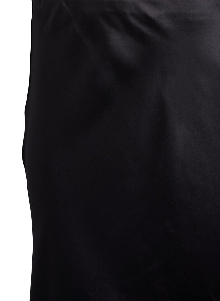 Midikjol i satin, Svart, Packshot image number 2