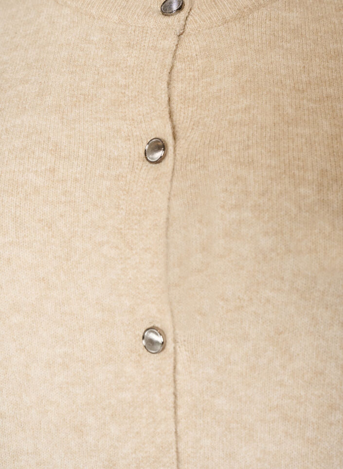 Stickad kofta med korta &auml;rmar, Beige, Packshot image number 2