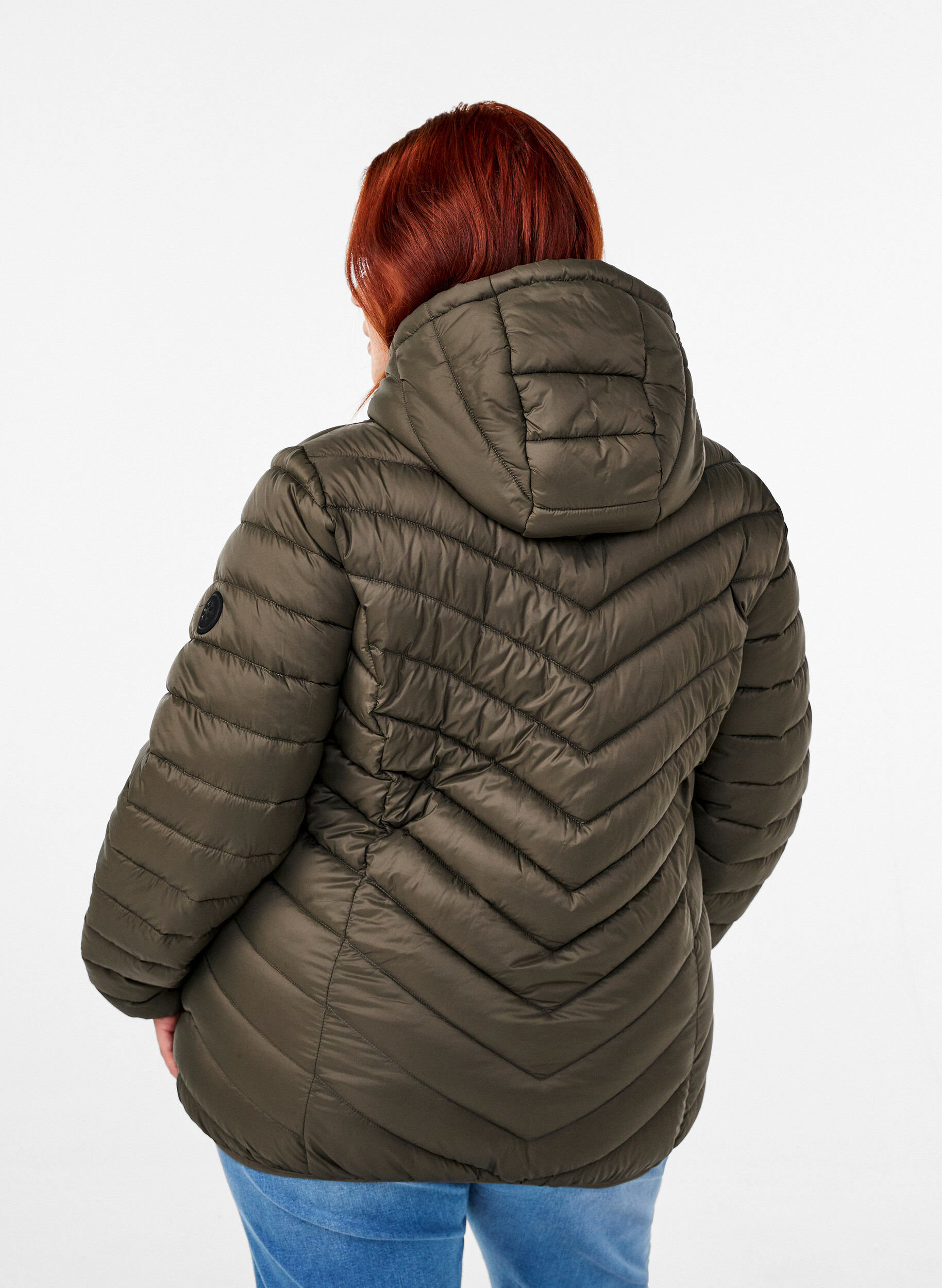 ZizziL&auml;ttviktsjacka med huva, Gr&ouml;n, Model image number 2