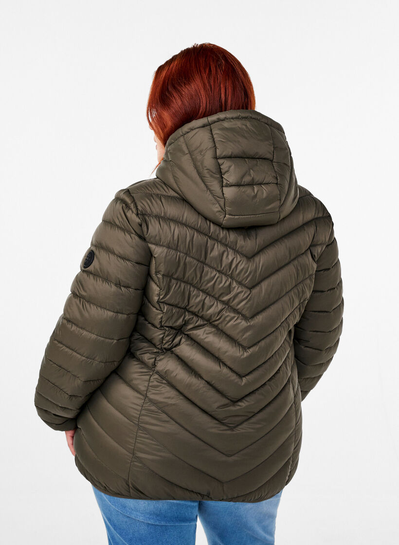 L&auml;ttviktsjacka med huva, Gr&ouml;n, Model image number 2