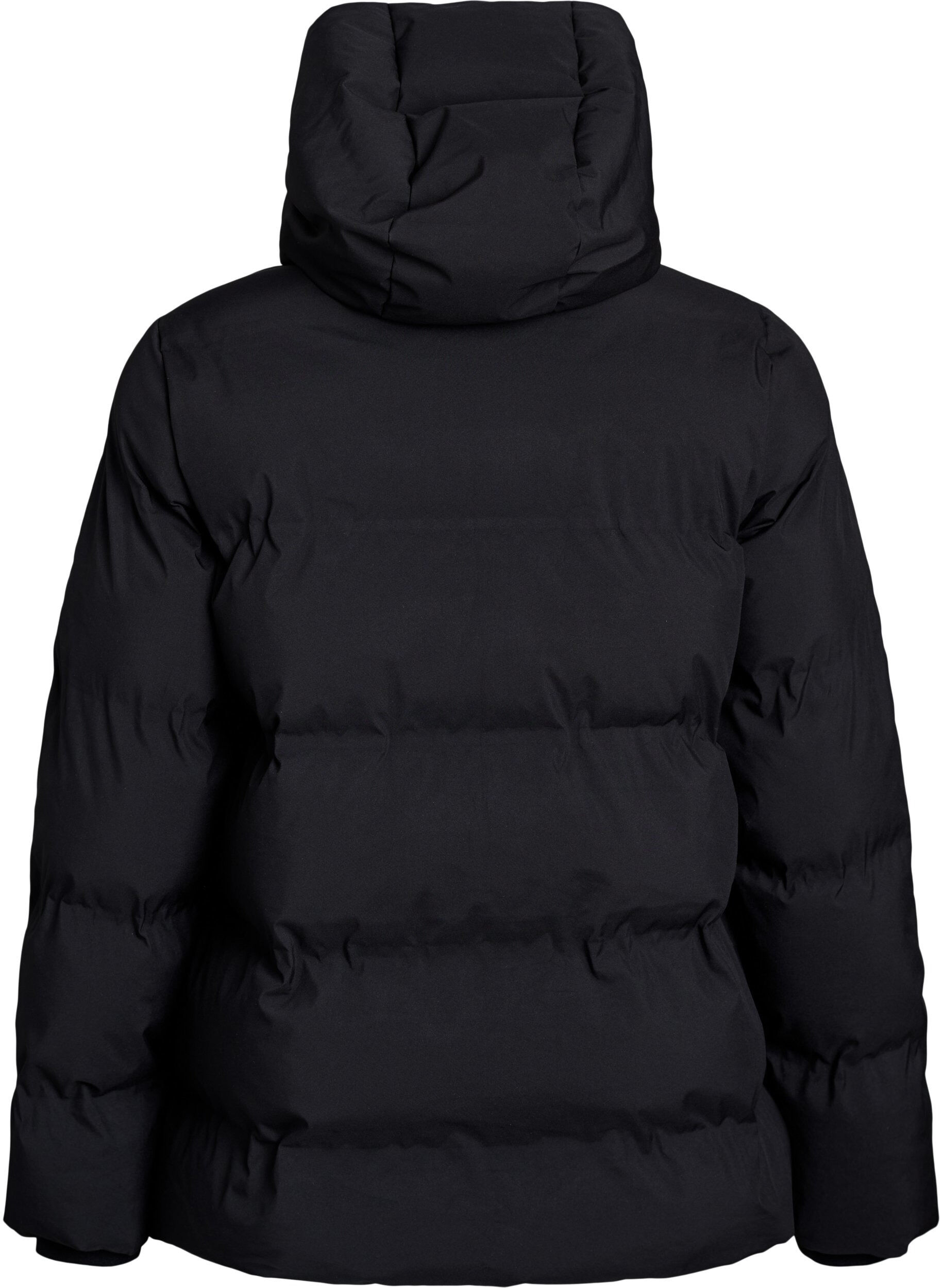 ZizziKort pufferjacka med avtagbar huva, Svart, Packshot image number 1
