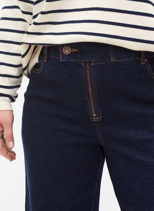 Croppade jeans med vida ben, Unwashed, Model image number 2