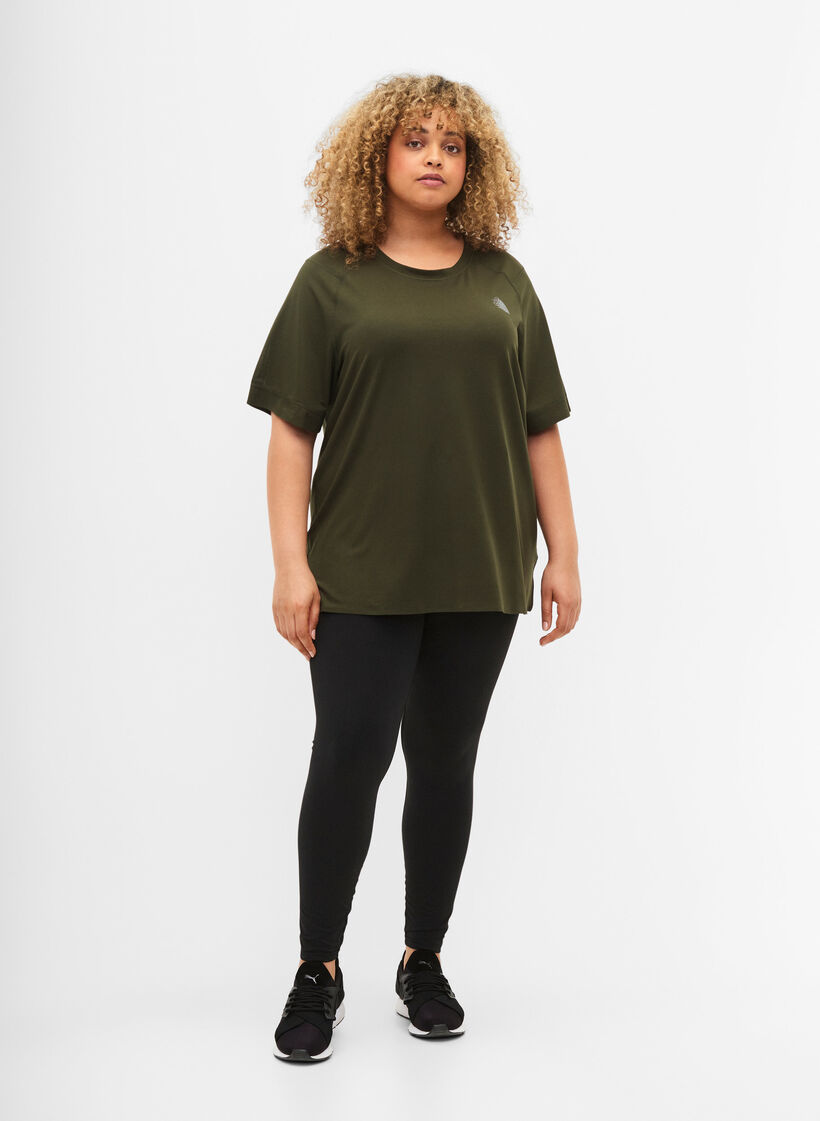 Kortärmad träningströja med rund hals , Forest Night, Model image number 2