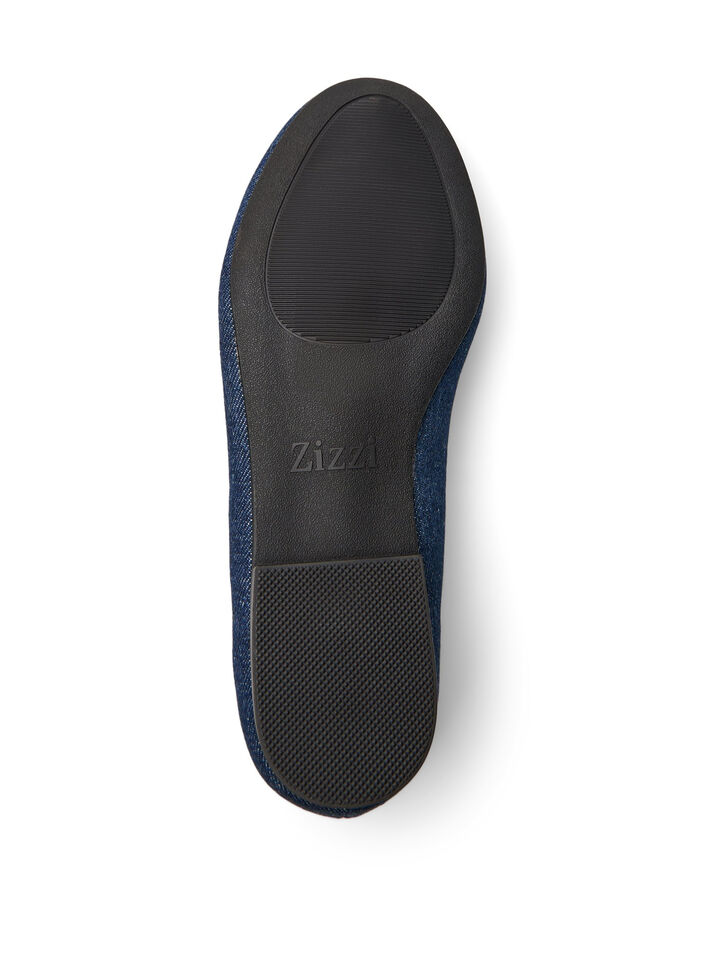 Wide fit - Ballerinasko i denim med rosett, Blå, Packshot