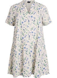 Kort a-linjeformad kl&auml;nning i bomullsmuslin, Beige