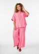 Kort&auml;rmad randig skjorta i viskos, Rosa, Model image number 1