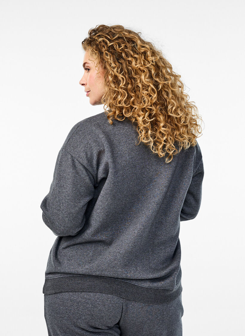 Sweatshirt med h&ouml;g krage och l&aring;nga &auml;rmar, Gr&aring;, Model image number 2