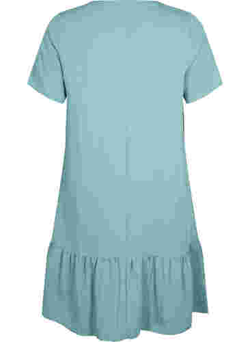 V-ringad klänning i viskos med korta ärmar, Sea Pine, Packshot image number 1