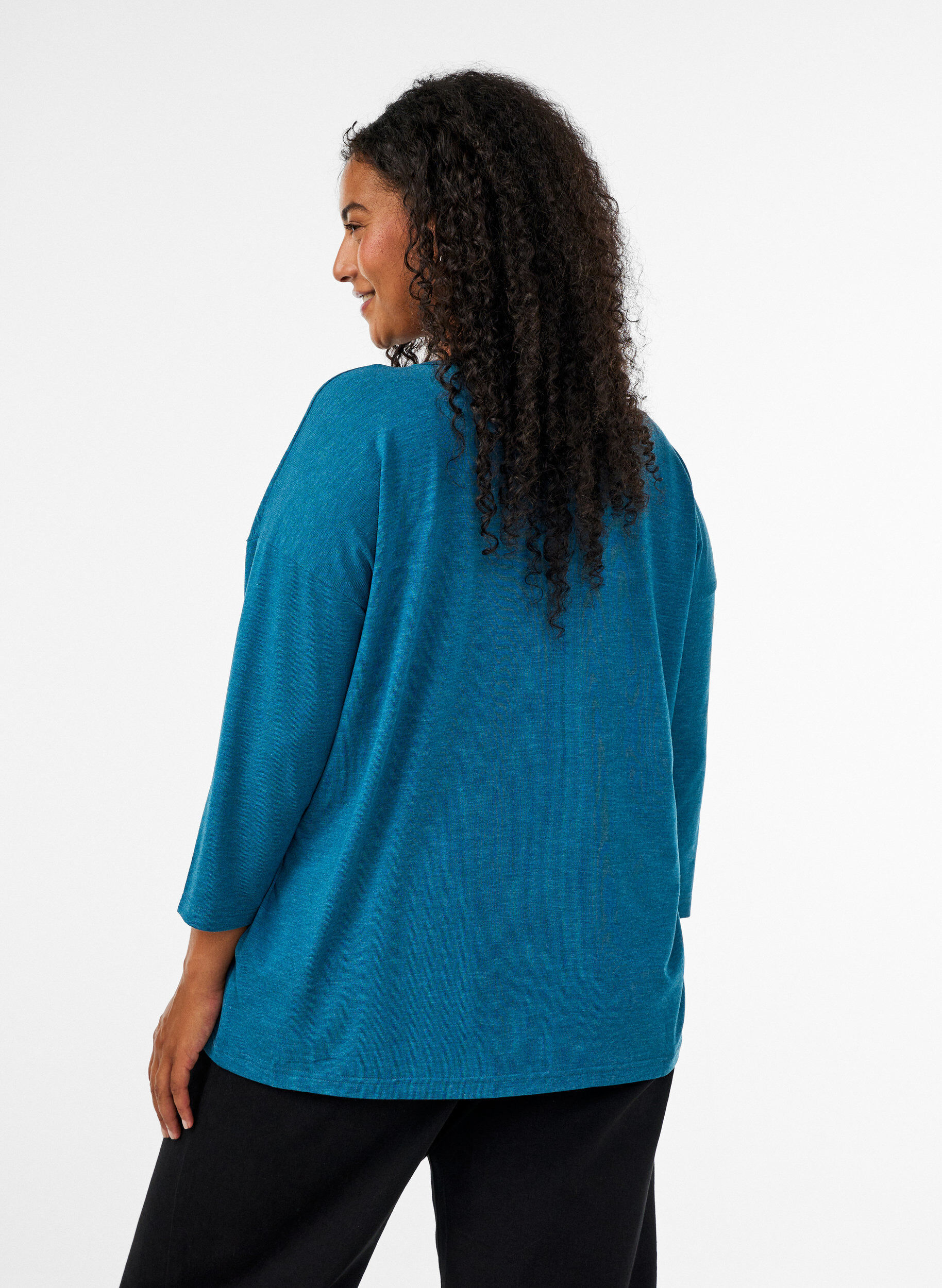 ZizziJerseyblus med 3/4-&auml;rm, Bl&aring;, Model image number 2