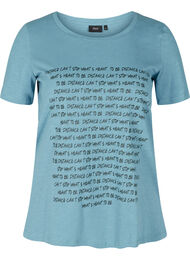 T-shirt i ekologisk bomull med tryck, Blue Heaven Melange