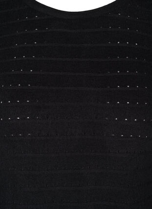 Stickad tröja med strukturerat mönster och rund hals, Black, Packshot image number 2