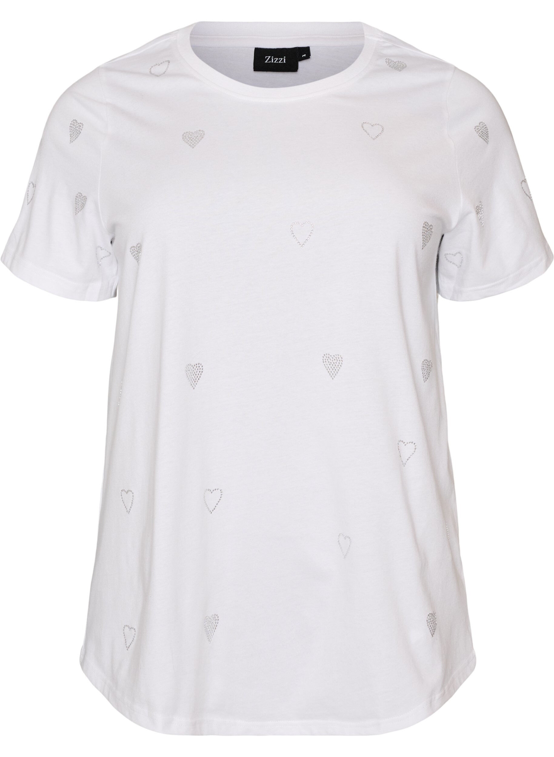 ZizziT-shirt i ekologisk bomull med hj&auml;rtan, Vit, Packshot image number 0