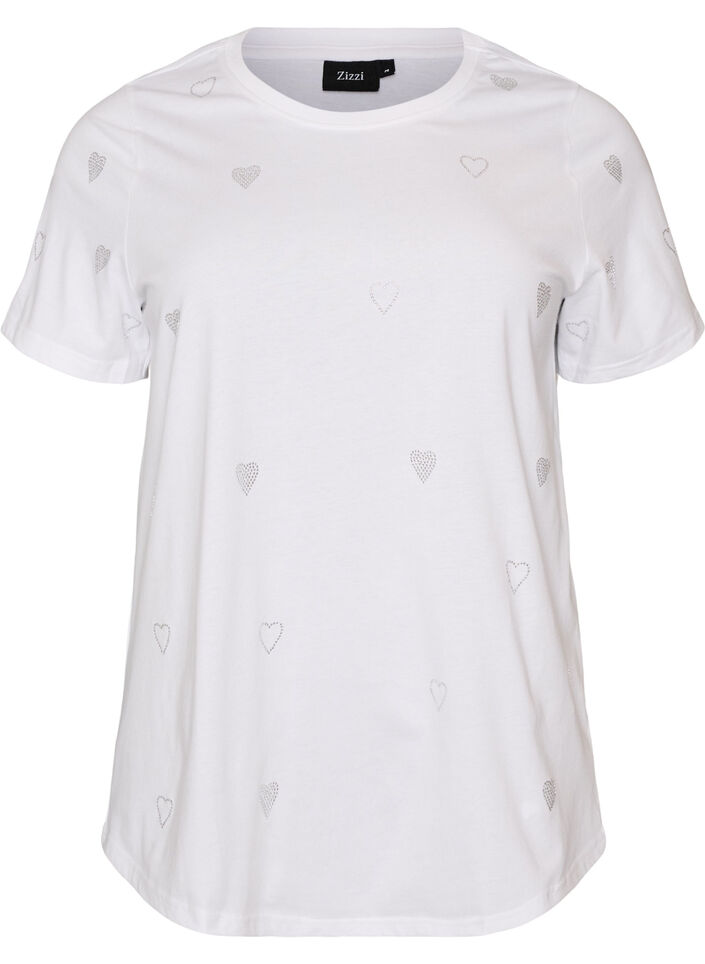 T-shirt i ekologisk bomull med hj&auml;rtan, Vit, Packshot image number 0