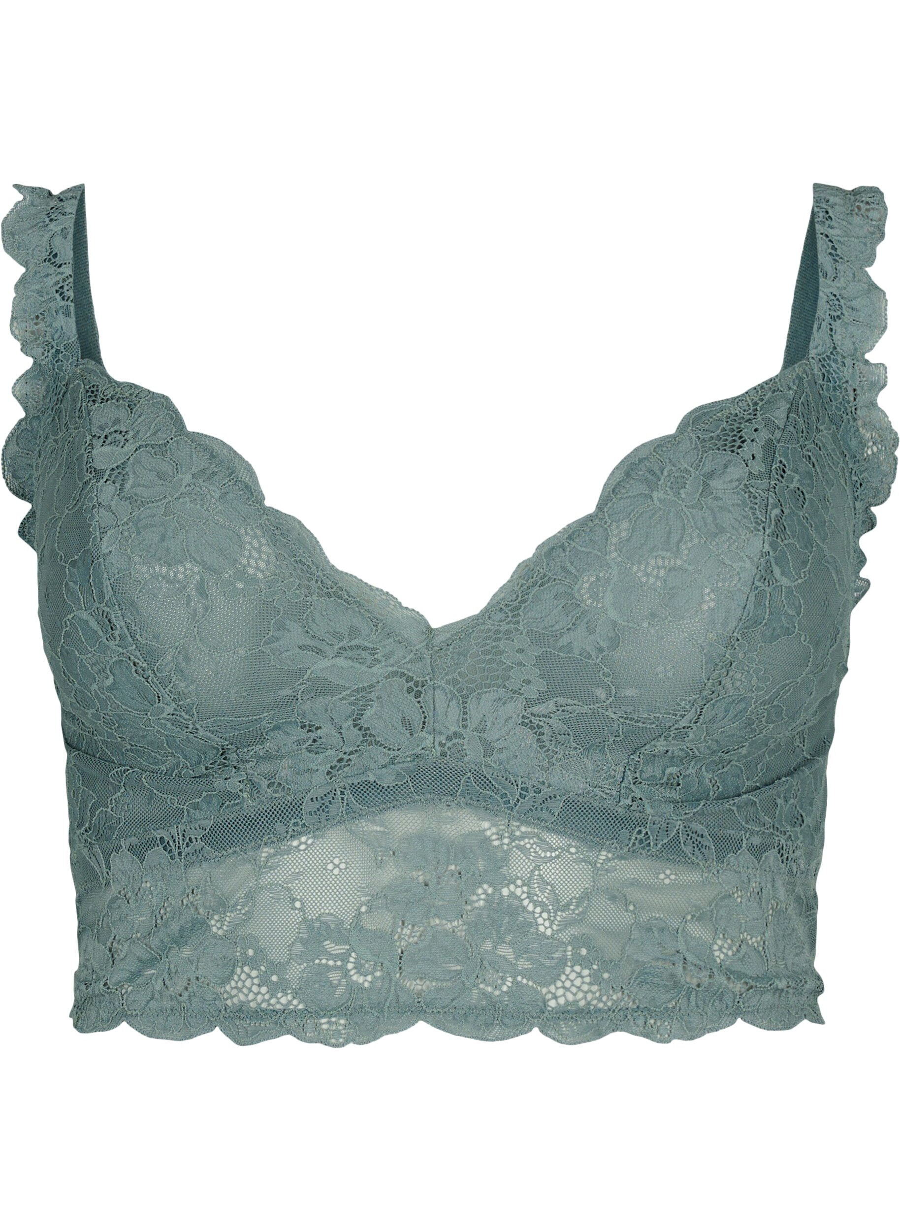 Bralette i spets utan bygel - Grön - Strl. 85E-115H - Zizzi