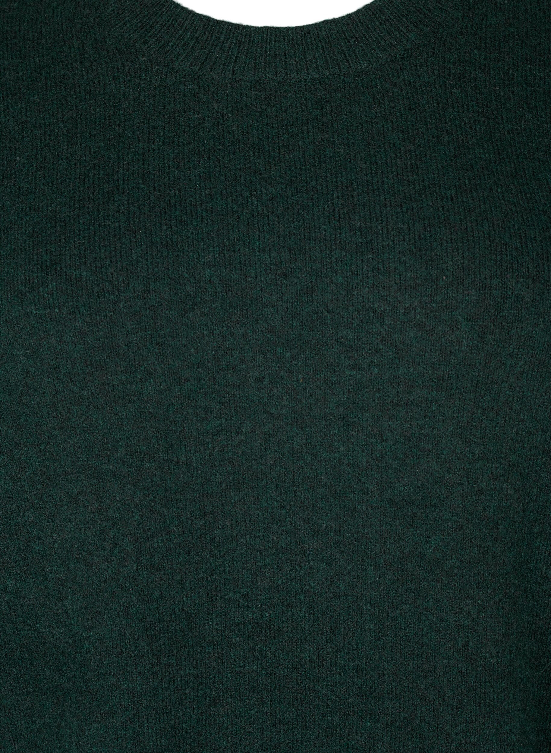 Zizzi Stickad kl&auml;nning med rund halsringning och slits, Scarab Mel., Packshot image number 2