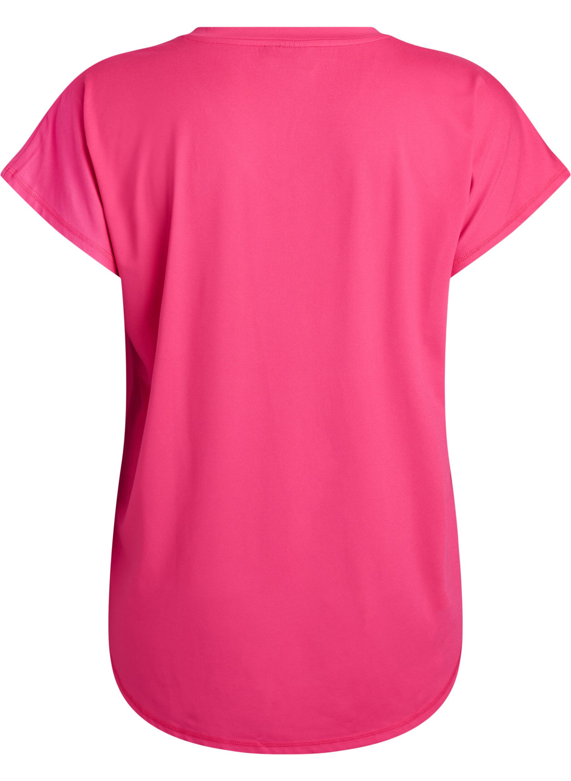 ZizziKort&auml;rmad tr&auml;ningstopp med v-hals, Rosa, Packshot image number 1