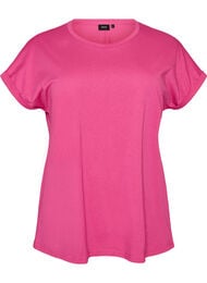 Kort&auml;rmad t-shirt i bomullsmix, Rosa