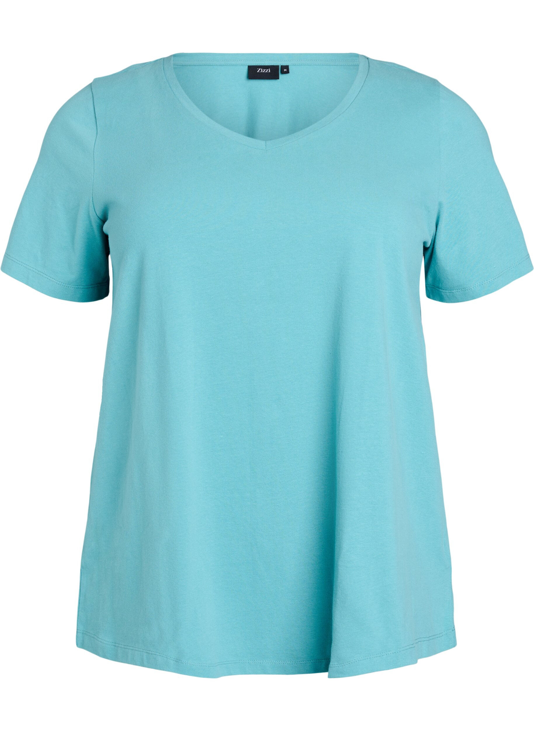 ZizziEnf&auml;rgad t-shirt i bomull, Bl&aring;, Packshot image number 0