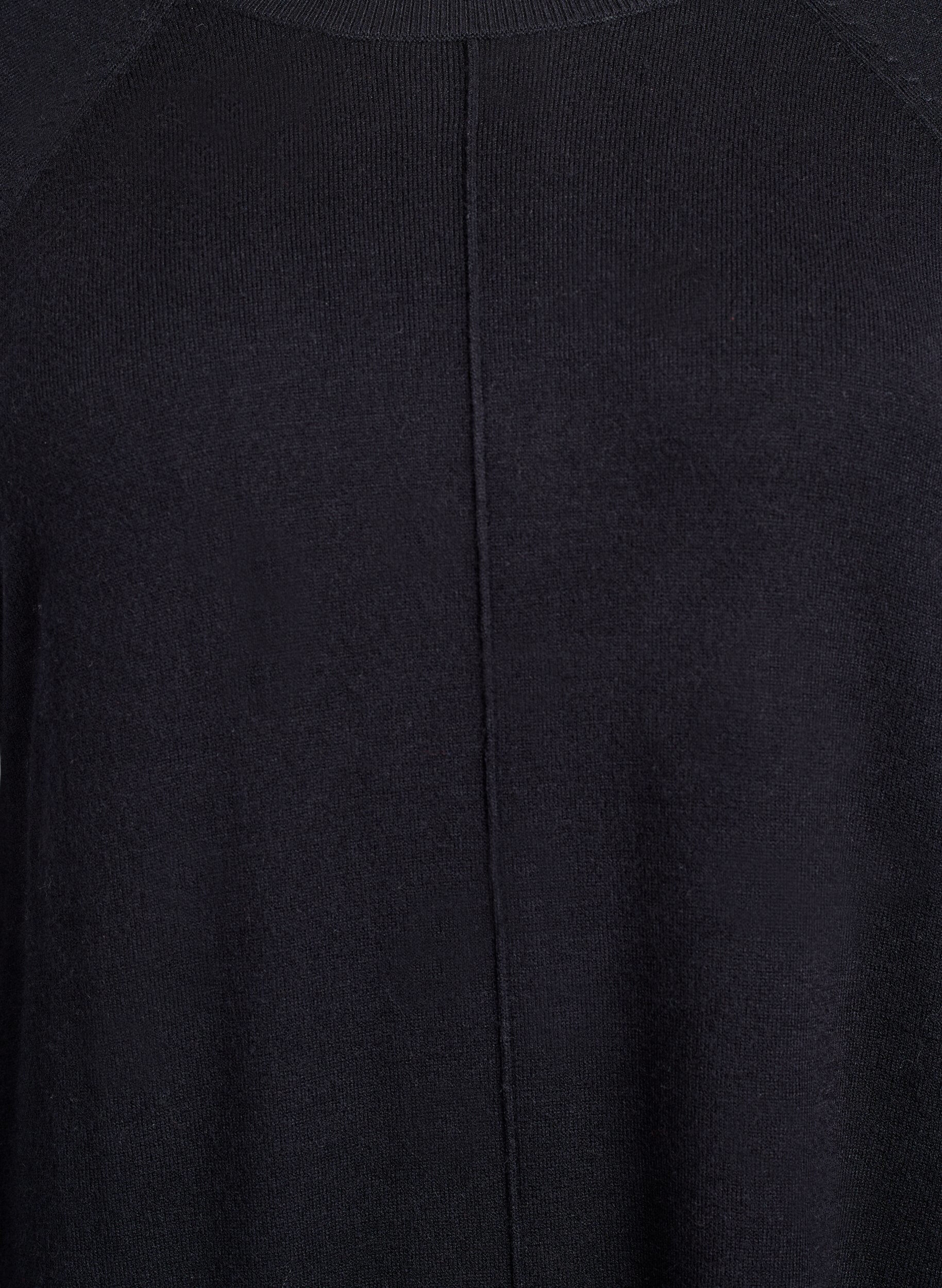 Zizzi Stickad kort kl&auml;nning med raglan&auml;rm och mitts&ouml;m, Svart, Packshot image number 2