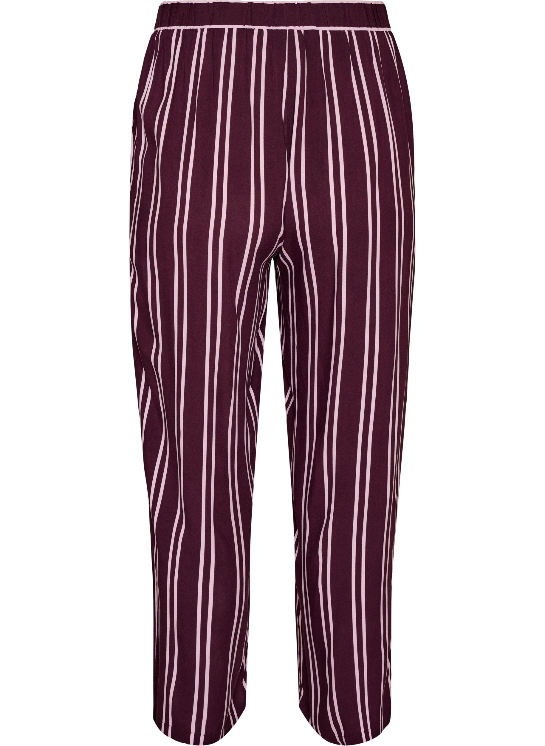 ZizziL&ouml;sa pyjamasbyxor med r&auml;nder, M&ouml;rk Bordeaux, Packshot image number 1