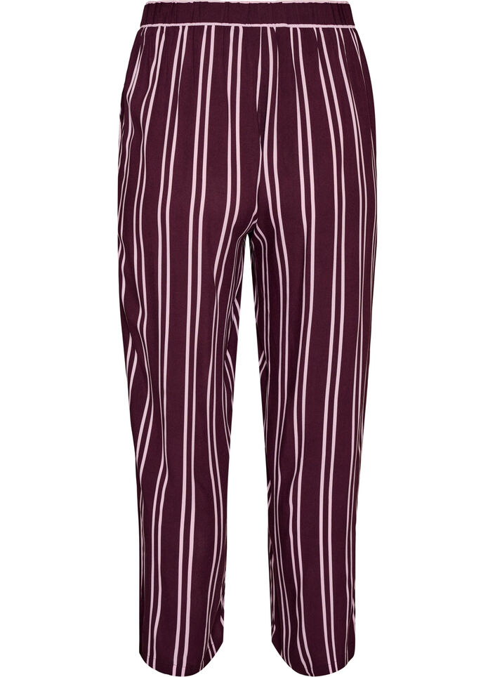 L&ouml;sa pyjamasbyxor med r&auml;nder, M&ouml;rk Bordeaux, Packshot image number 1