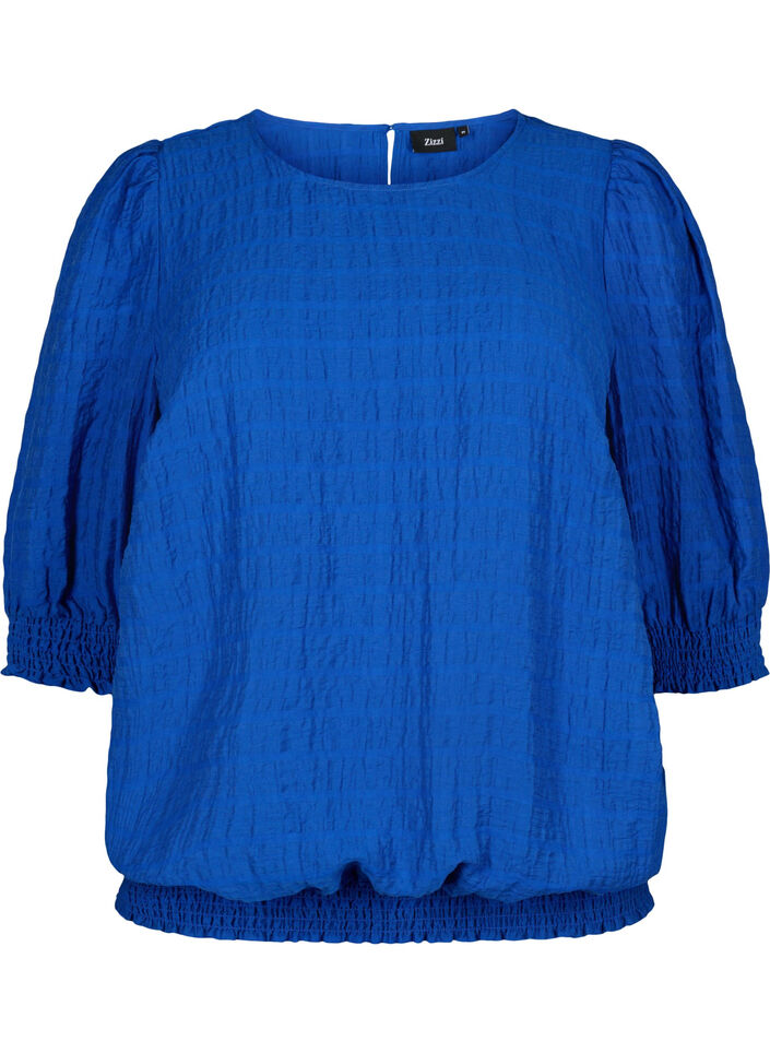 Smockblus med lyocell (TENCEL™), Strong Blue, Packshot image number 0