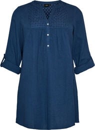 Tunika i bomullsmuslin med broderie anglaise, Bl&aring;