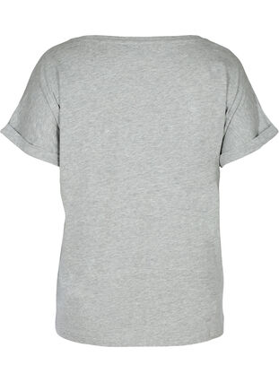 T-shirt med ton i ton-mönster, Light Grey Melange, Packshot image number 1